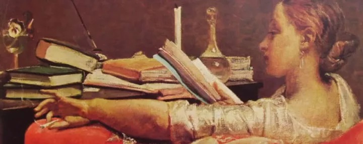 Figura intenta nella lettura — lo studio e la cura dell'opera
